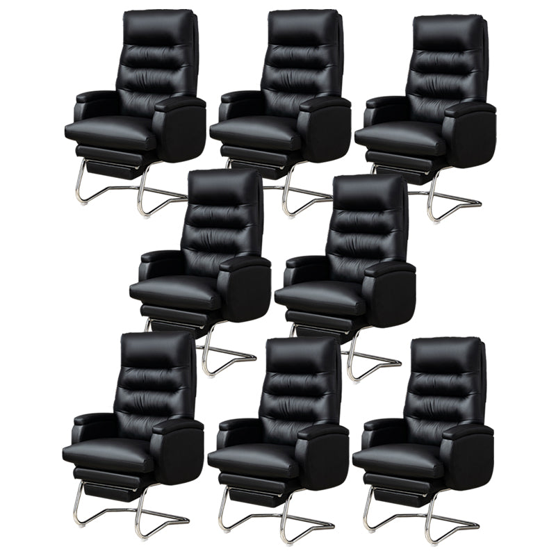 Modern Armless Office Chair No Wheels Leather No Distressing Ergonomic Chair