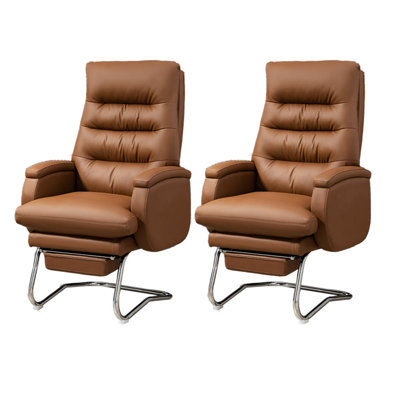 Modern Armless Office Chair No Wheels Leather No Distressing Ergonomic Chair