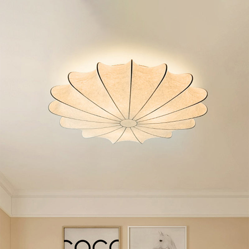 16"/23.5"W Scalloped Flush Mount Light Contemporary Fabric 1/3 Light White Flush Ceiling Light
