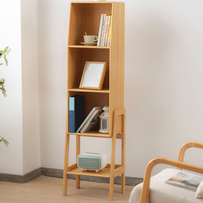 Closed Back Bamboo Bookshelf Contemporary Vertical Bookcase with Shelves