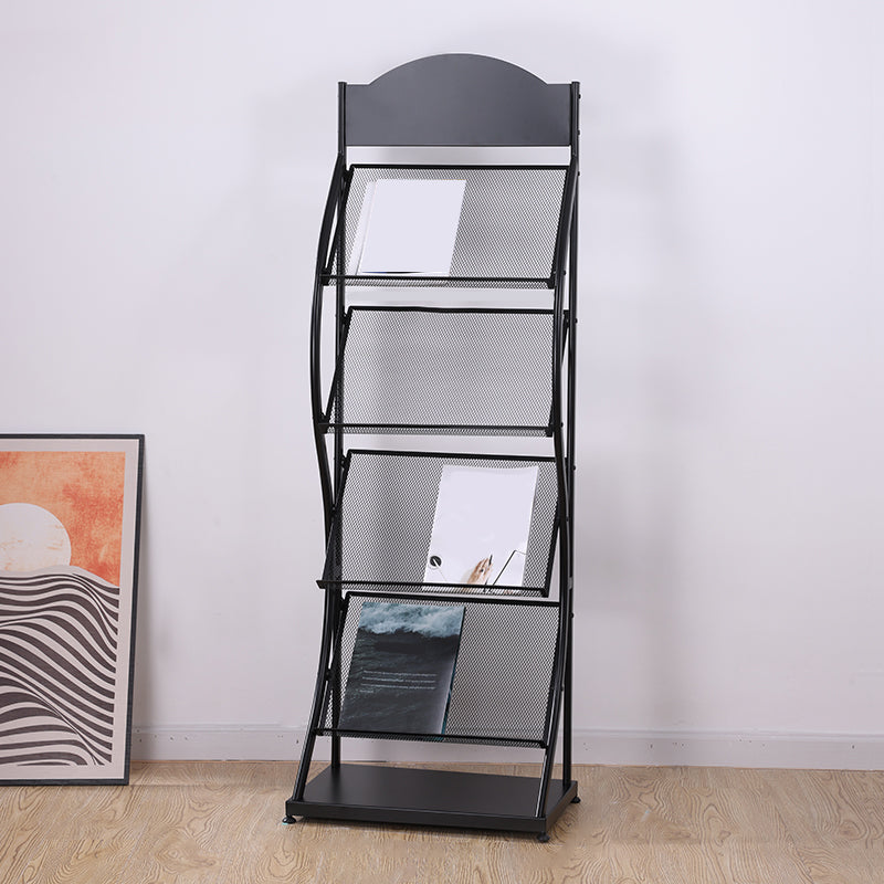 Metal Contemporary Vertical Bookshelf Closed Back Bookcase with Shelves
