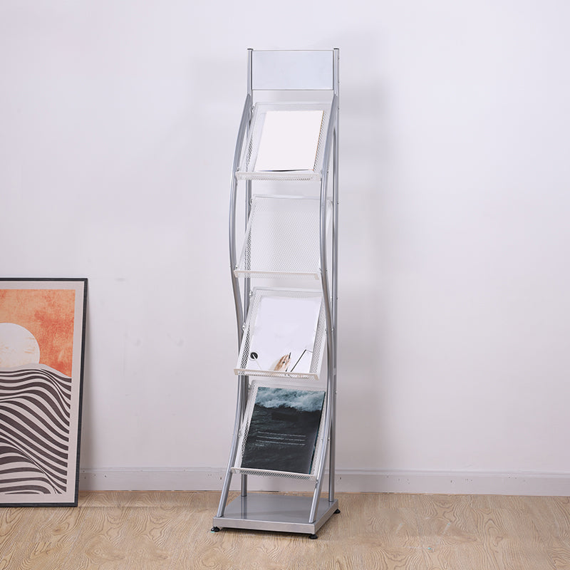 Metal Contemporary Vertical Bookshelf Closed Back Bookcase with Shelves