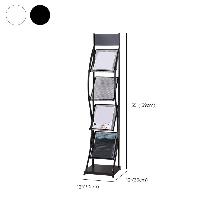 Metal Contemporary Vertical Bookshelf Closed Back Bookcase with Shelves