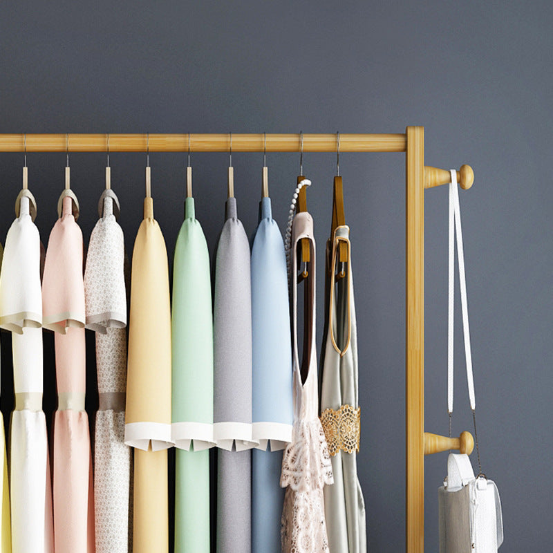 Modern Hall Tree Free Standing Wood Storage Shelving Coat Rack with Castors