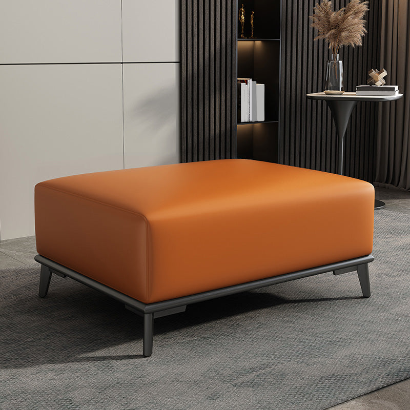 Rectangular Contemporary Ottoman Leather Foot Stool with Legs