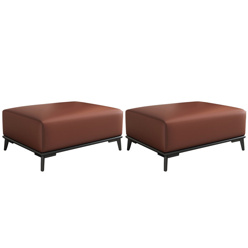 Rectangular Contemporary Ottoman Leather Foot Stool with Legs