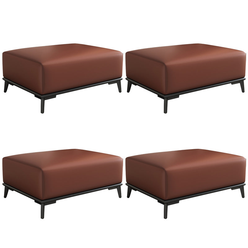 Rectangular Contemporary Ottoman Leather Foot Stool with Legs