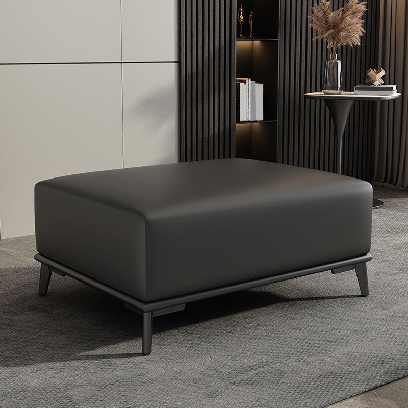 Rectangular Contemporary Ottoman Leather Foot Stool with Legs