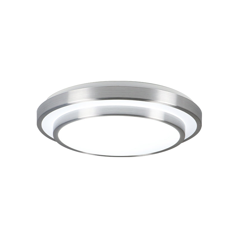 Silver 2 Tiers Flush Mount Lighting with Acrylic Shade Modern Integrated LED Ceiling Flush Mount for Living Room, 9 "/12" /14 " Dia