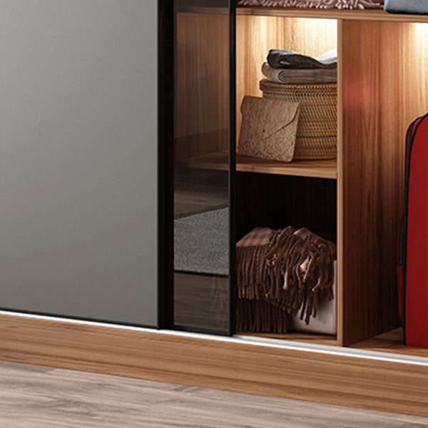 Bedroom Wooden Storage Cabinet Traditional Sliding Doors Wardrobe Armoire