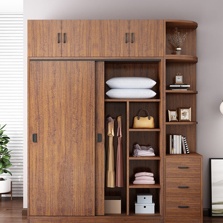 Engineered Wood Wardrobe Armoire Modern Storage Cabinet with Shelves