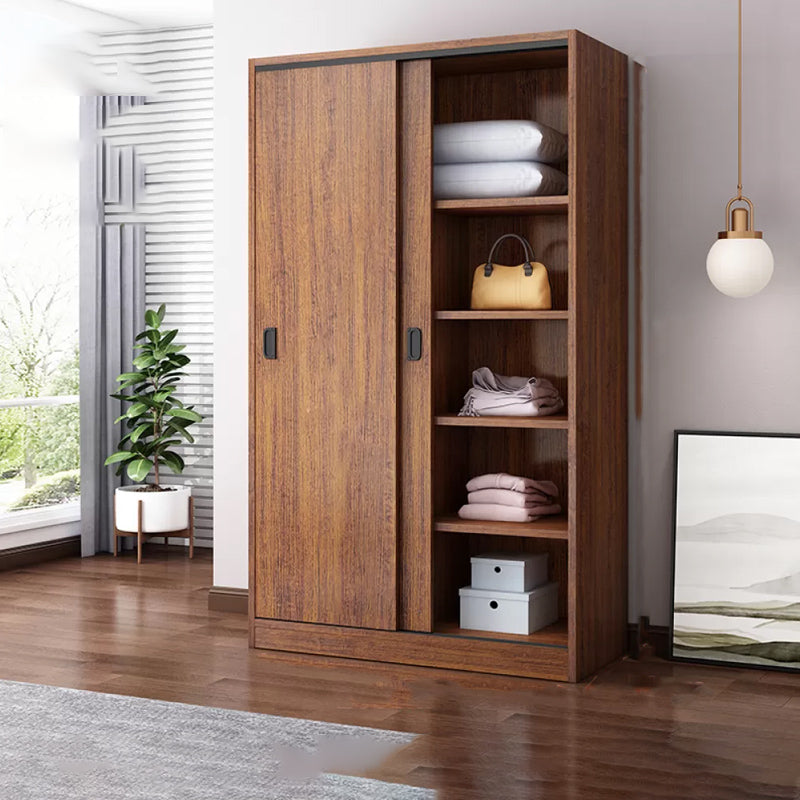 Engineered Wood Wardrobe Armoire Modern Storage Cabinet with Shelves