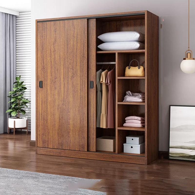 Engineered Wood Wardrobe Armoire Modern Storage Cabinet with Shelves