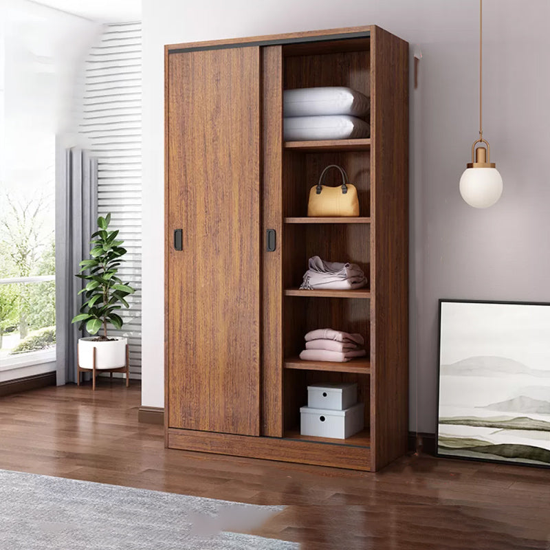 Engineered Wood Wardrobe Armoire Modern Storage Cabinet with Shelves