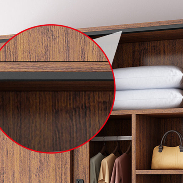 Engineered Wood Wardrobe Armoire Modern Storage Cabinet with Shelves