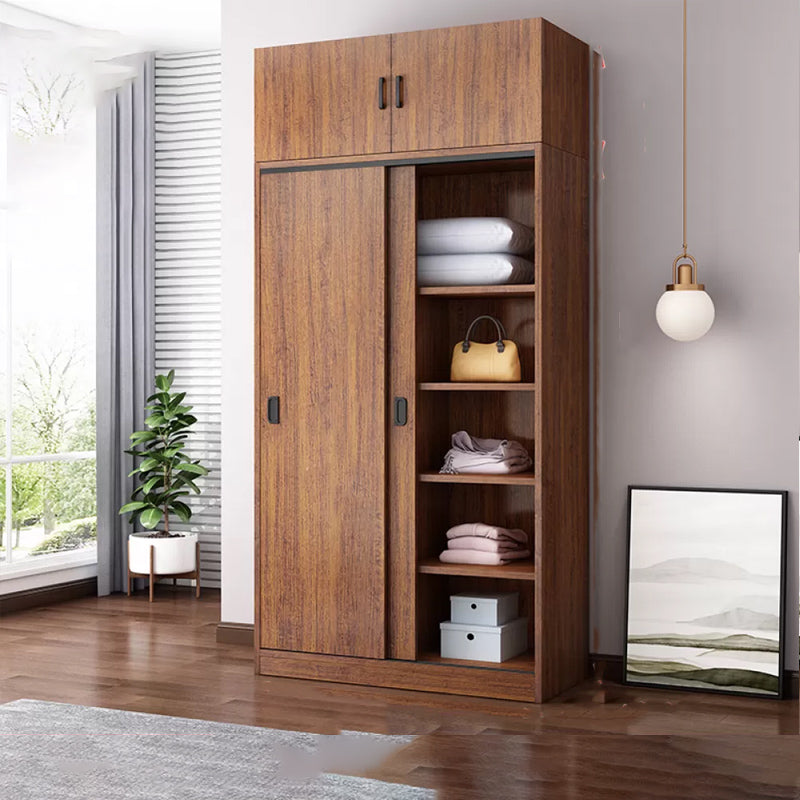 Engineered Wood Wardrobe Armoire Modern Storage Cabinet with Shelves
