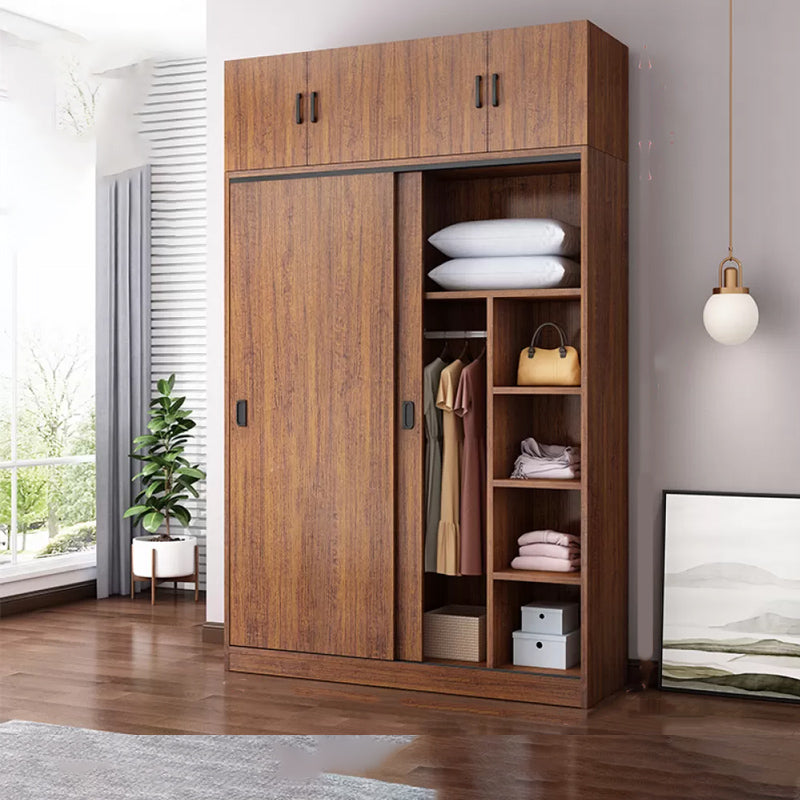 Engineered Wood Wardrobe Armoire Modern Storage Cabinet with Shelves