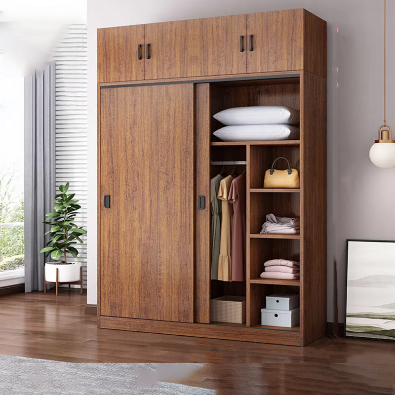 Engineered Wood Wardrobe Armoire Modern Storage Cabinet with Shelves