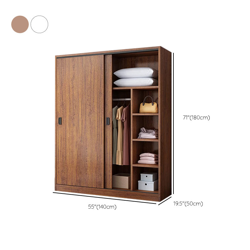 Engineered Wood Wardrobe Armoire Modern Storage Cabinet with Shelves