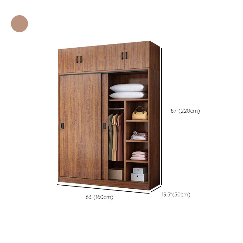 Engineered Wood Wardrobe Armoire Modern Storage Cabinet with Shelves