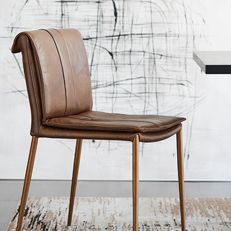 Modern Style Side Chair Upholstered Dining Chair with Metal Base