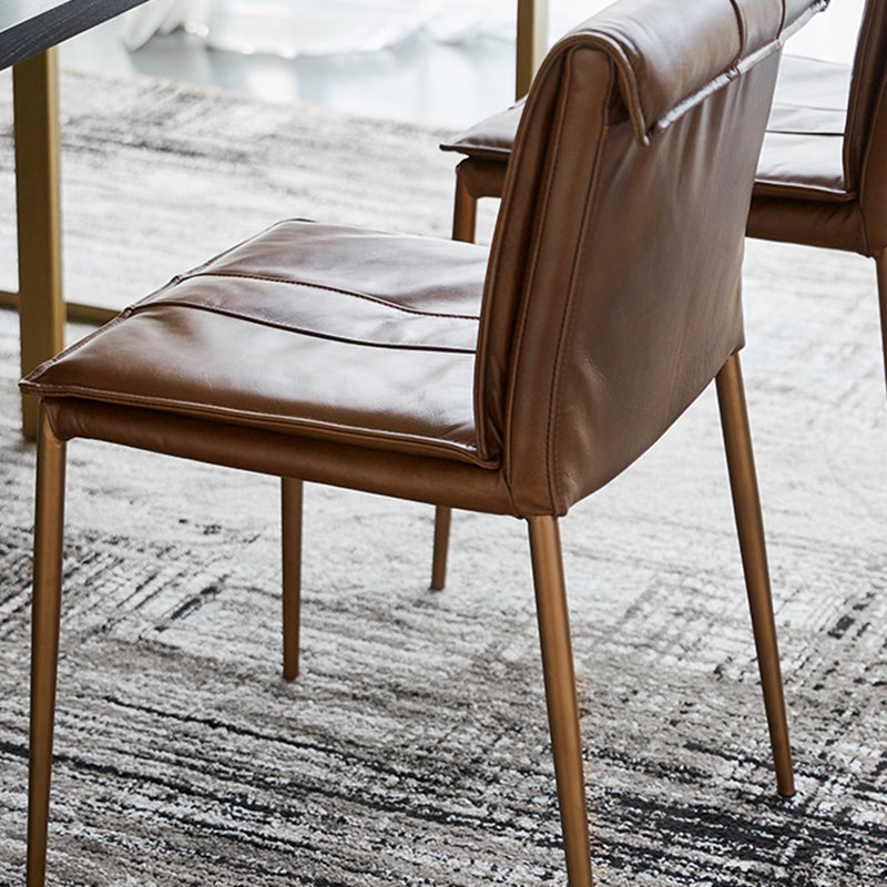 Modern Style Side Chair Upholstered Dining Chair with Metal Base