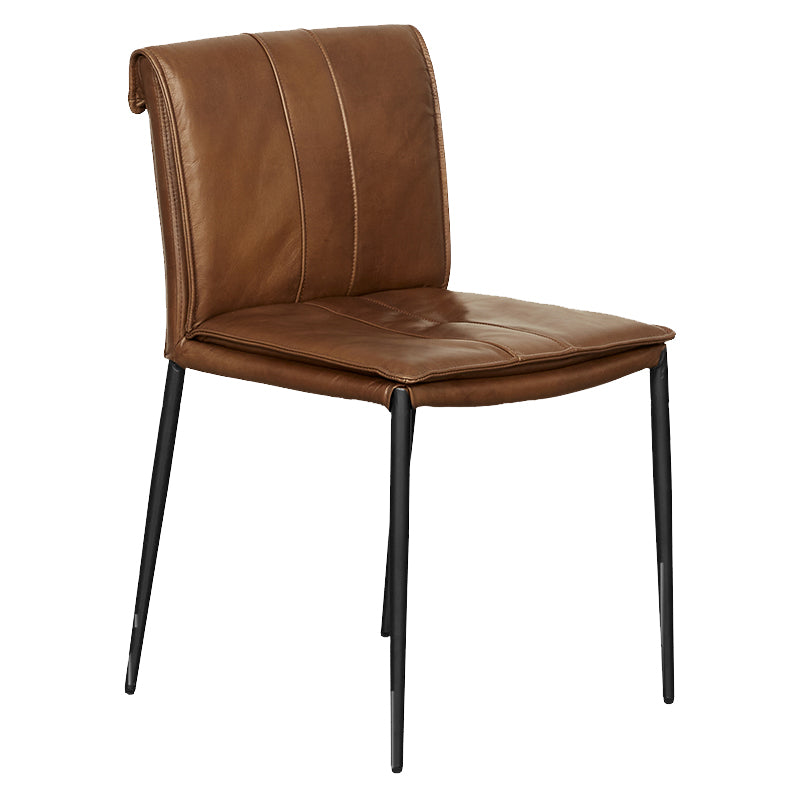Modern Style Side Chair Upholstered Dining Chair with Metal Base