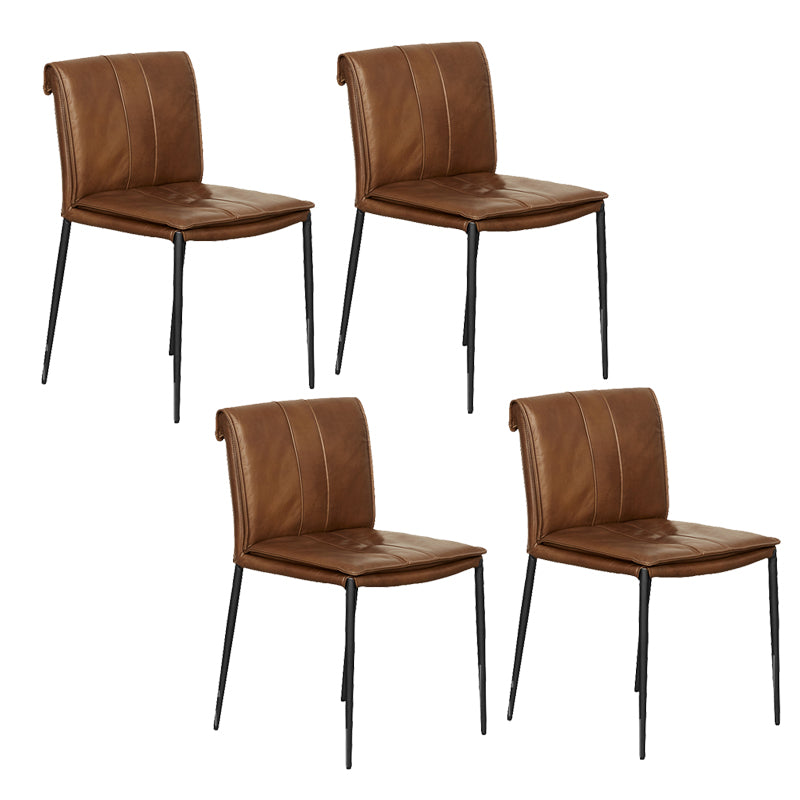 Modern Style Side Chair Upholstered Dining Chair with Metal Base