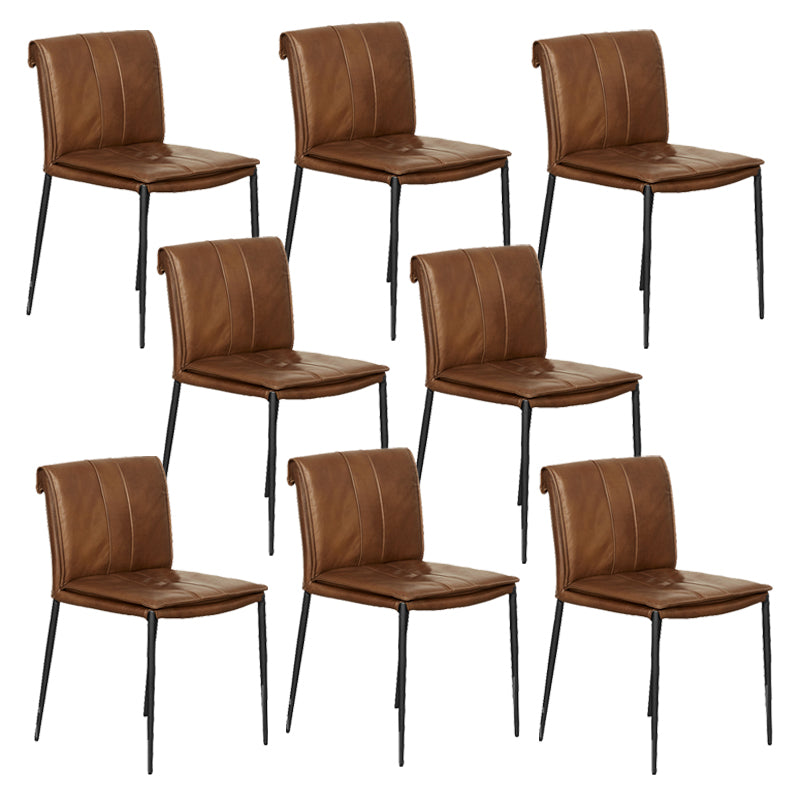 Modern Style Side Chair Upholstered Dining Chair with Metal Base