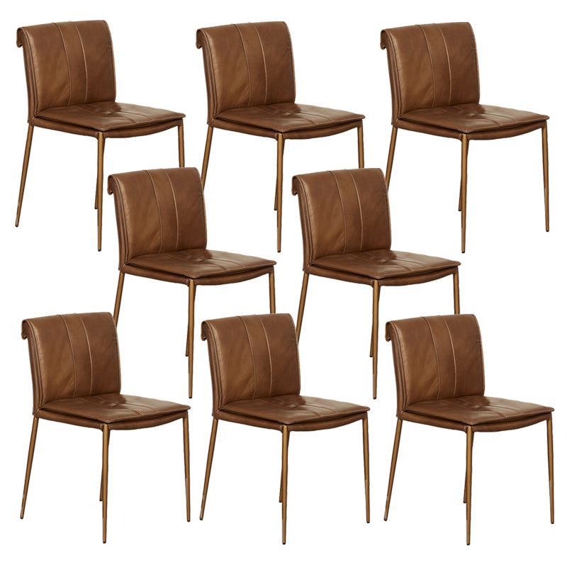 Modern Style Side Chair Upholstered Dining Chair with Metal Base