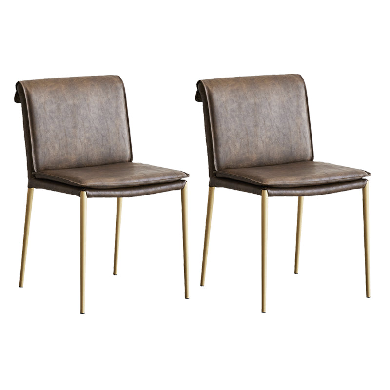 Modern Style Side Chair Upholstered Dining Chair with Metal Base
