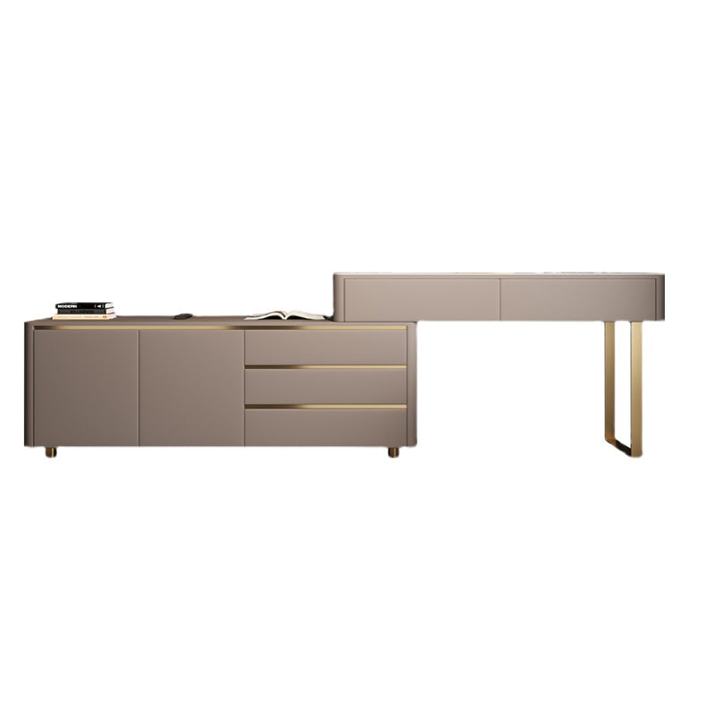 Glam Slate Mirrored Makeup Vanity Set in Gray with 5 Drawers