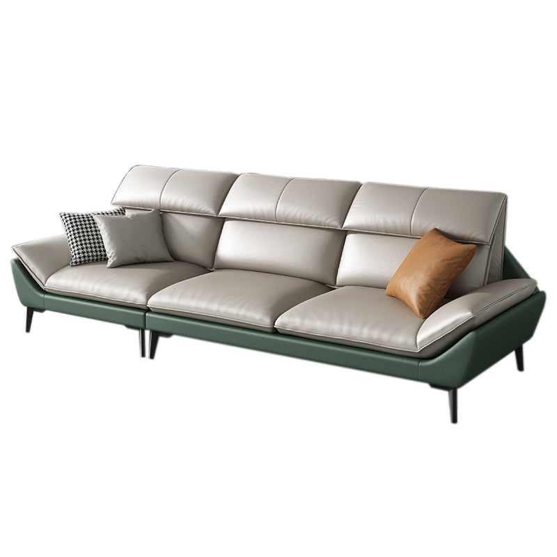 Foam Solid Color Flared Arm Waterproof Genuine Leather Sofa for Home