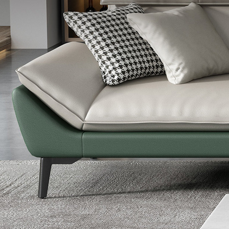 Foam Solid Color Flared Arm Waterproof Genuine Leather Sofa for Home