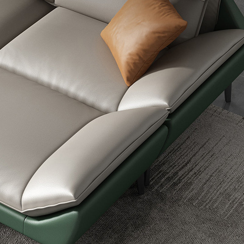 Foam Solid Color Flared Arm Waterproof Genuine Leather Sofa for Home