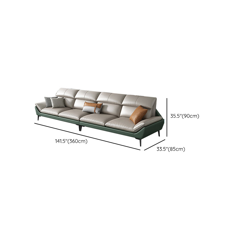 Foam Solid Color Flared Arm Waterproof Genuine Leather Sofa for Home