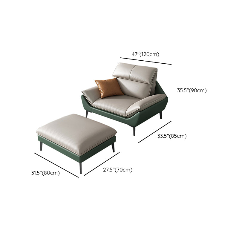 Foam Solid Color Flared Arm Waterproof Genuine Leather Sofa for Home