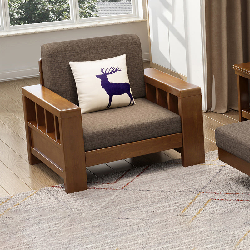 Rubberwood Contemporary Slipcovered Square Arm Sofa for Living Room