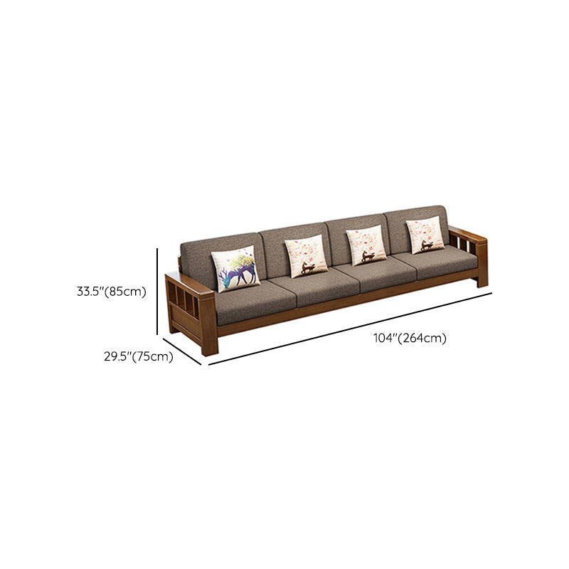 Rubberwood Contemporary Slipcovered Square Arm Sofa for Living Room