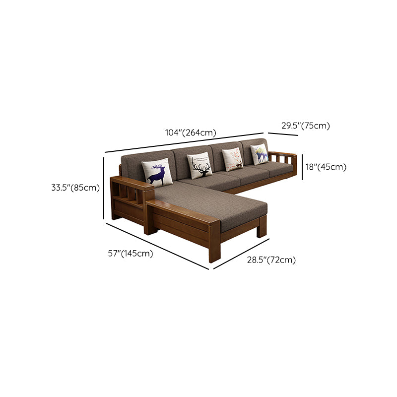 Rubberwood Contemporary Slipcovered Square Arm Sofa for Living Room