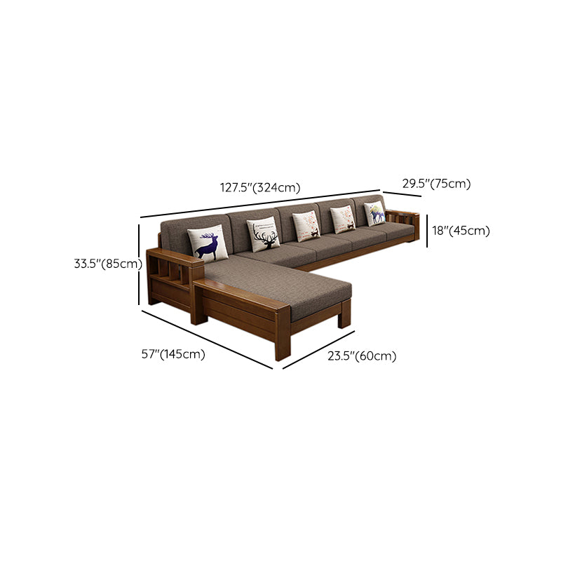 Rubberwood Contemporary Slipcovered Square Arm Sofa for Living Room