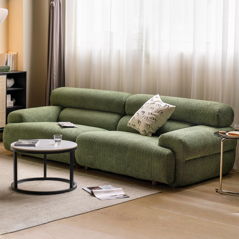 Tight Seat Foam Solid Color Wood Recessed Arm Sofa for Living Room
