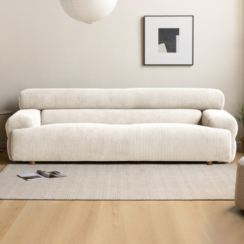 Tight Seat Foam Solid Color Wood Recessed Arm Sofa for Living Room