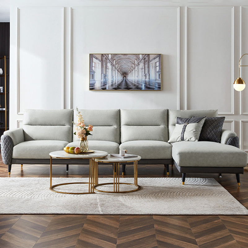 Faux Leather Glam Stain Resistant Square Arm Sofa for Living Room