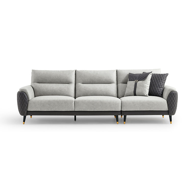 Faux Leather Glam Stain Resistant Square Arm Sofa for Living Room