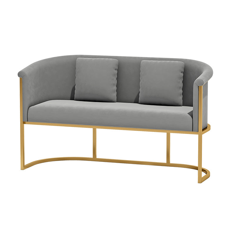 Scandinavian Velvet Pillow Back Sofa for Living Room with Tuxedo Arm
