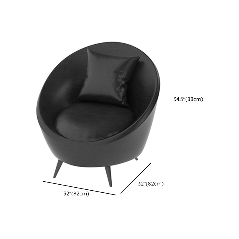 Contemporary Faux Leather Sloped Arm Sofa in Black For Living Room