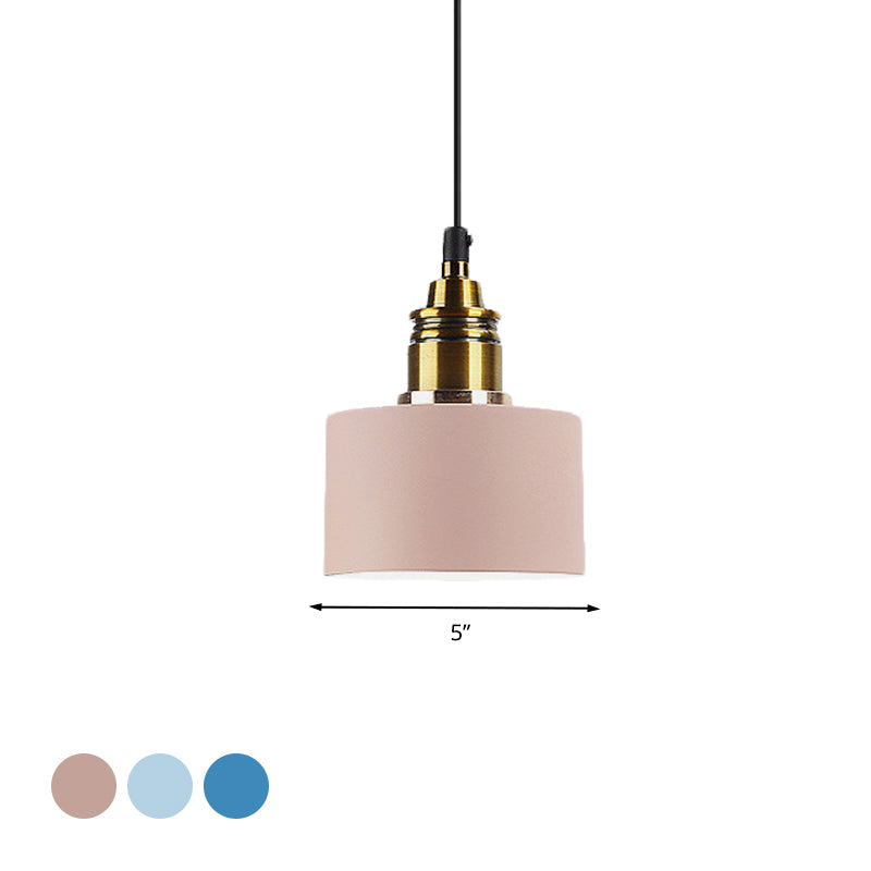 Lámpara de colgante redonda de 5 "/12" de ancho Macaron Macaron Metal Metal Lighting con enchufe de latón para corredor