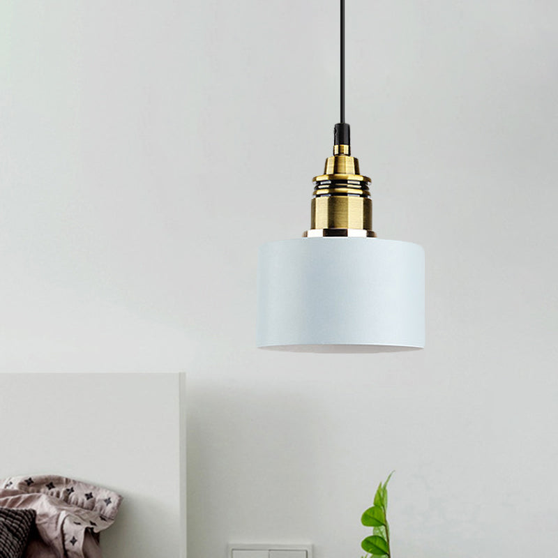 Lámpara de colgante redonda de 5 "/12" de ancho Macaron Macaron Metal Metal Lighting con enchufe de latón para corredor