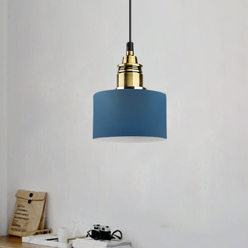 Lámpara de colgante redonda de 5 "/12" de ancho Macaron Macaron Metal Metal Lighting con enchufe de latón para corredor